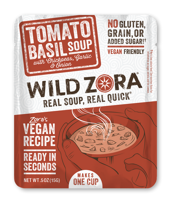 Wild Zora // Instant Tomato Basil Soup with Chickpeas, Garlic & Onion