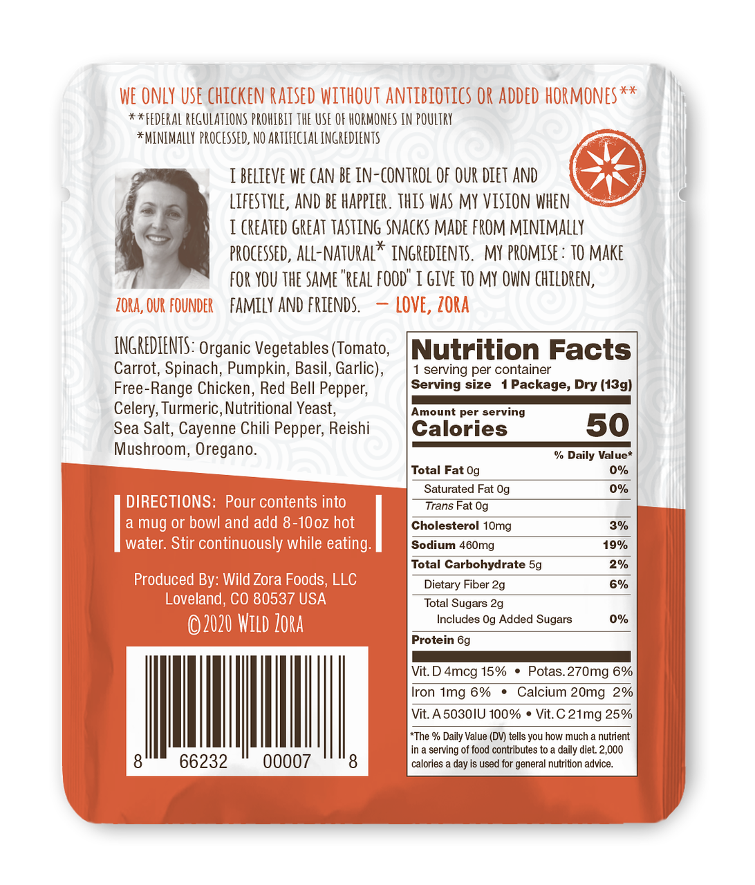 Tuscan Chicken Tomato Spinach Pumpkin Instant Soup nutrition facts panel keto chicken soup.