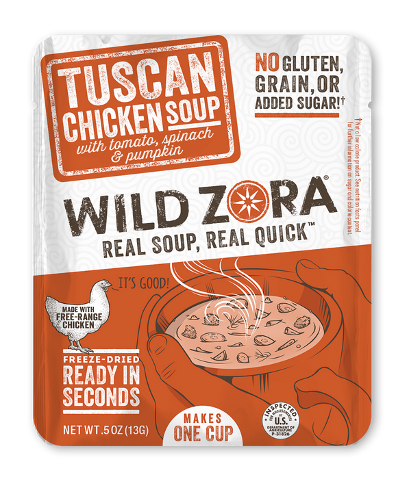 Wild Zora // Instant Soup Tuscan Chicken with Tomato, Spinach, & Pumpkin 0.5 oz