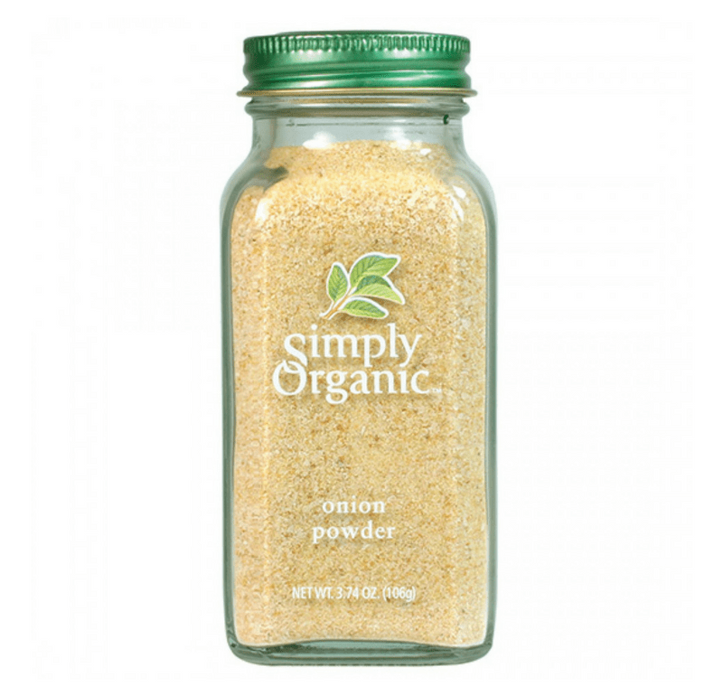 Simply Organic Onion Powder 3-oz jar front label organic onion powder.
