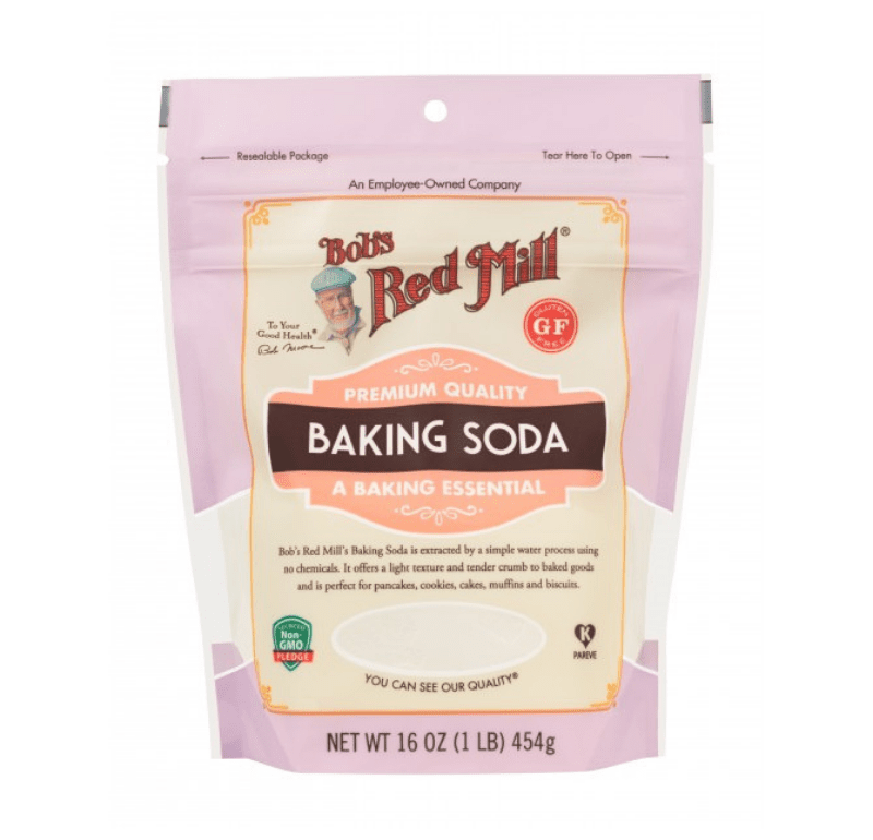 Bob's Red Mill Baking Soda 16-oz bag, gluten free leavening agent front label.