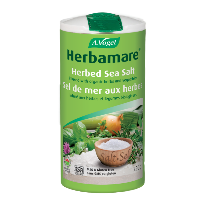 A. Vogel Herbamare 8.8-oz kosher sea salt seasoning front label.