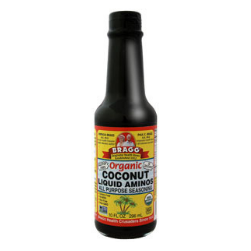Bragg Coconut Aminos 10-oz soy sauce alternative front bottle.