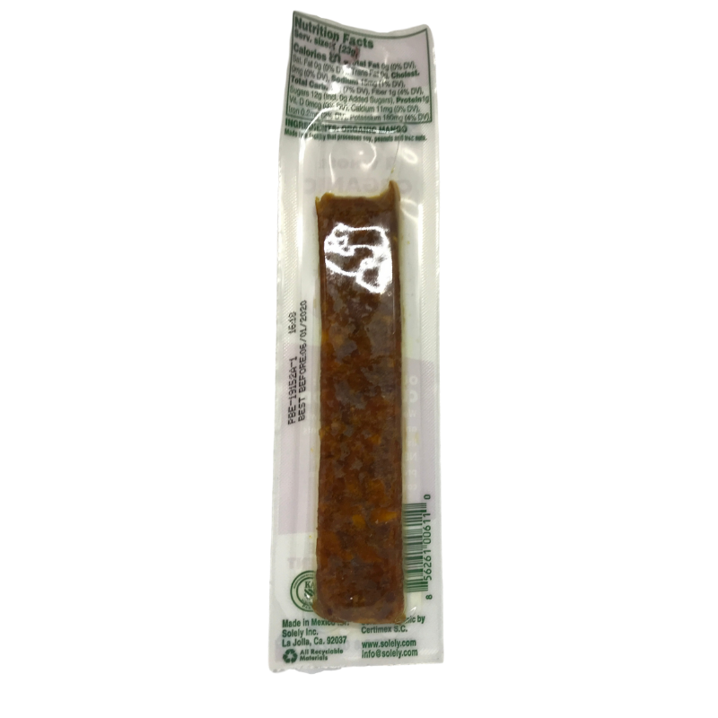 Solely Fruit Jerky Mango nutrition facts panel mango snacks.