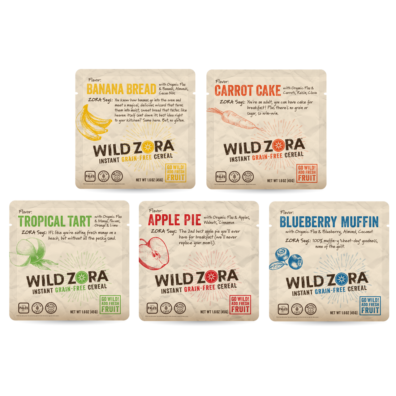 Wild Zora // Instant Grain-Free Cereal Variety Pack