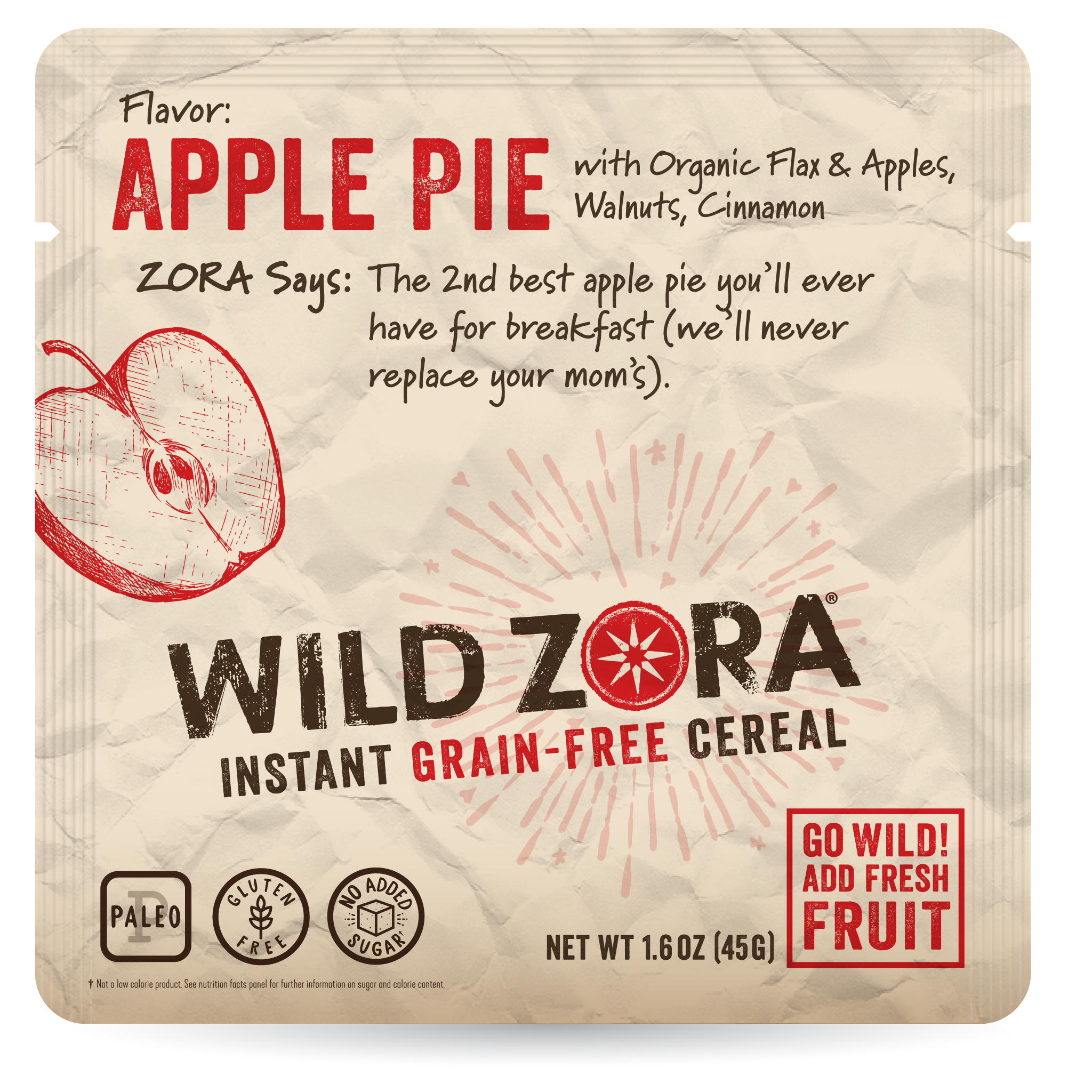 Wild Zora // Instant Grain-Free Hot Cereal Apple Pie 1.6 oz