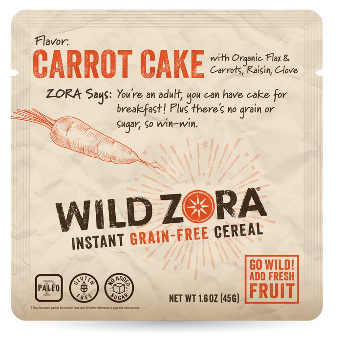 Wild Zora // Instant Grain-Free Hot Cereal Carrot Cake 1.6 oz