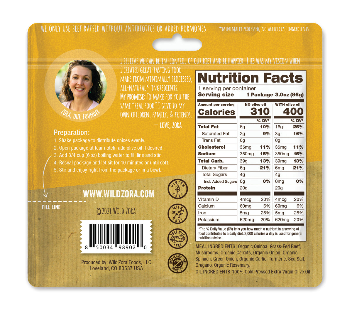 Harvest Beef Quinoa Meal nutrition facts and cooking instructions gluten free quinoa.