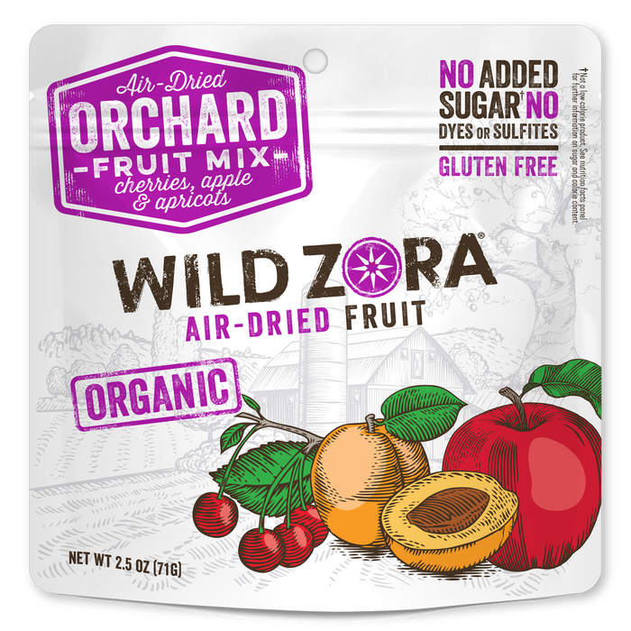 Wild Zora // Air-Dried Organic Orchard Fruit Mix with Cherries, Apples & Apricots 2.5 oz
