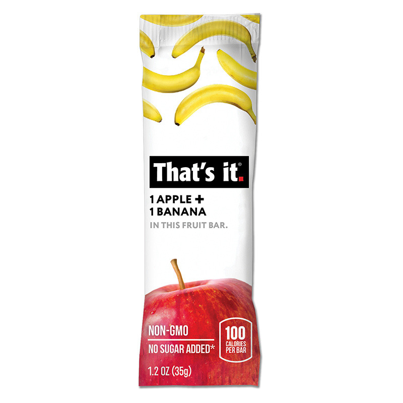 That's It Apple + Banana Fruit Bar 1.2 oz wrapper front apple banana fruit bar.