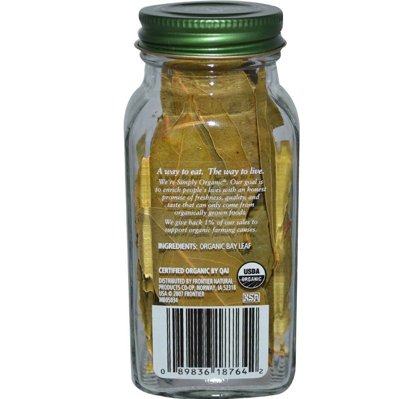 Simply Organic Bay Leaf jar ingredient list organic bay leaves.