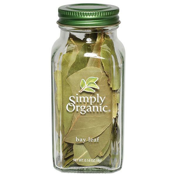 Simply Organic Bay Leaf 4 g jar front label organic bay leaves.