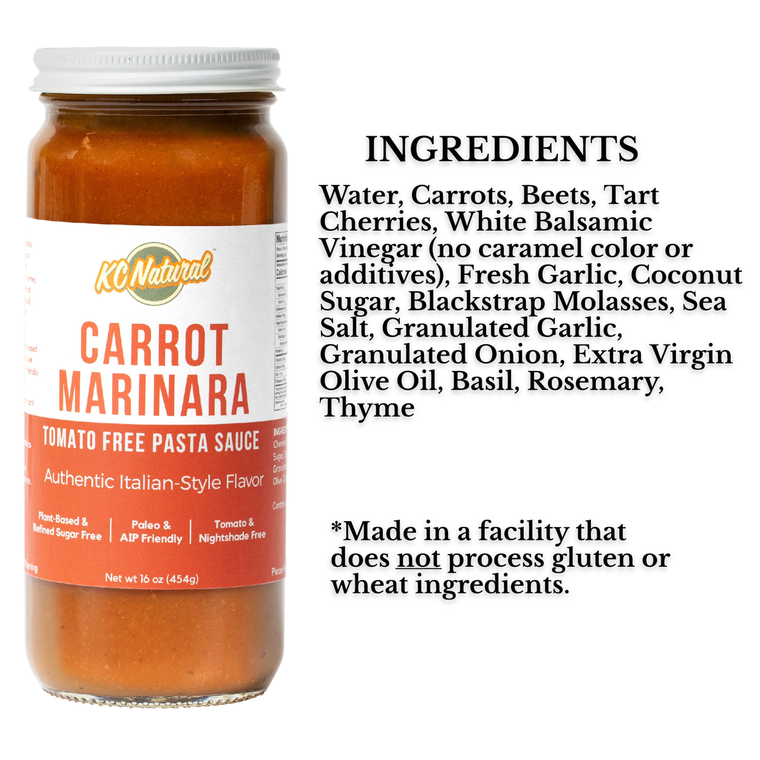 KC Natural // Carrot Marinara Paleo Pasta Sauce 16 oz