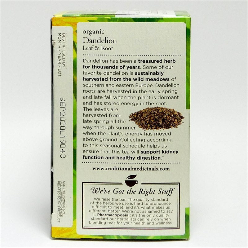 Dandelion Leaf & Root Tea dandelion facts panel.