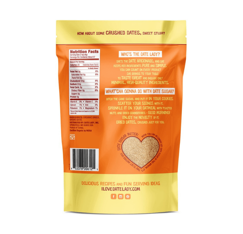 Date Lady // Date Sugar 12 oz Nutri Facts