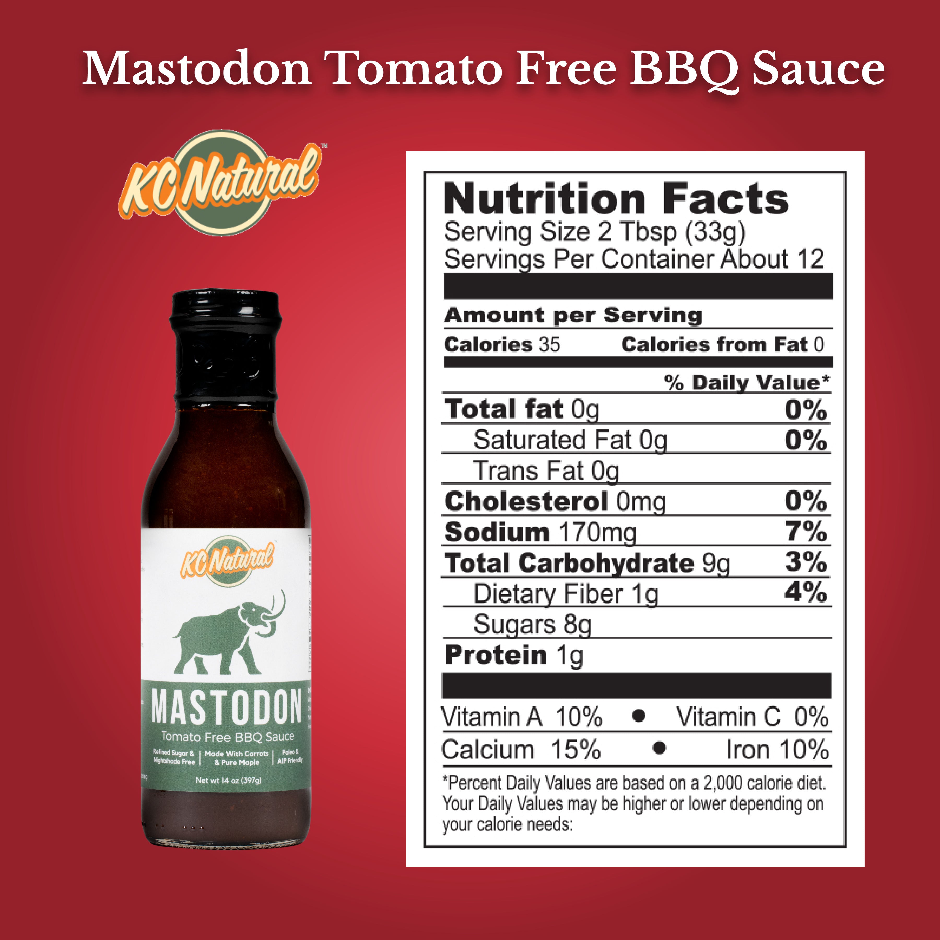 KC Natural // Mastodon AIP Friendly BBQ Sauce  14 oz