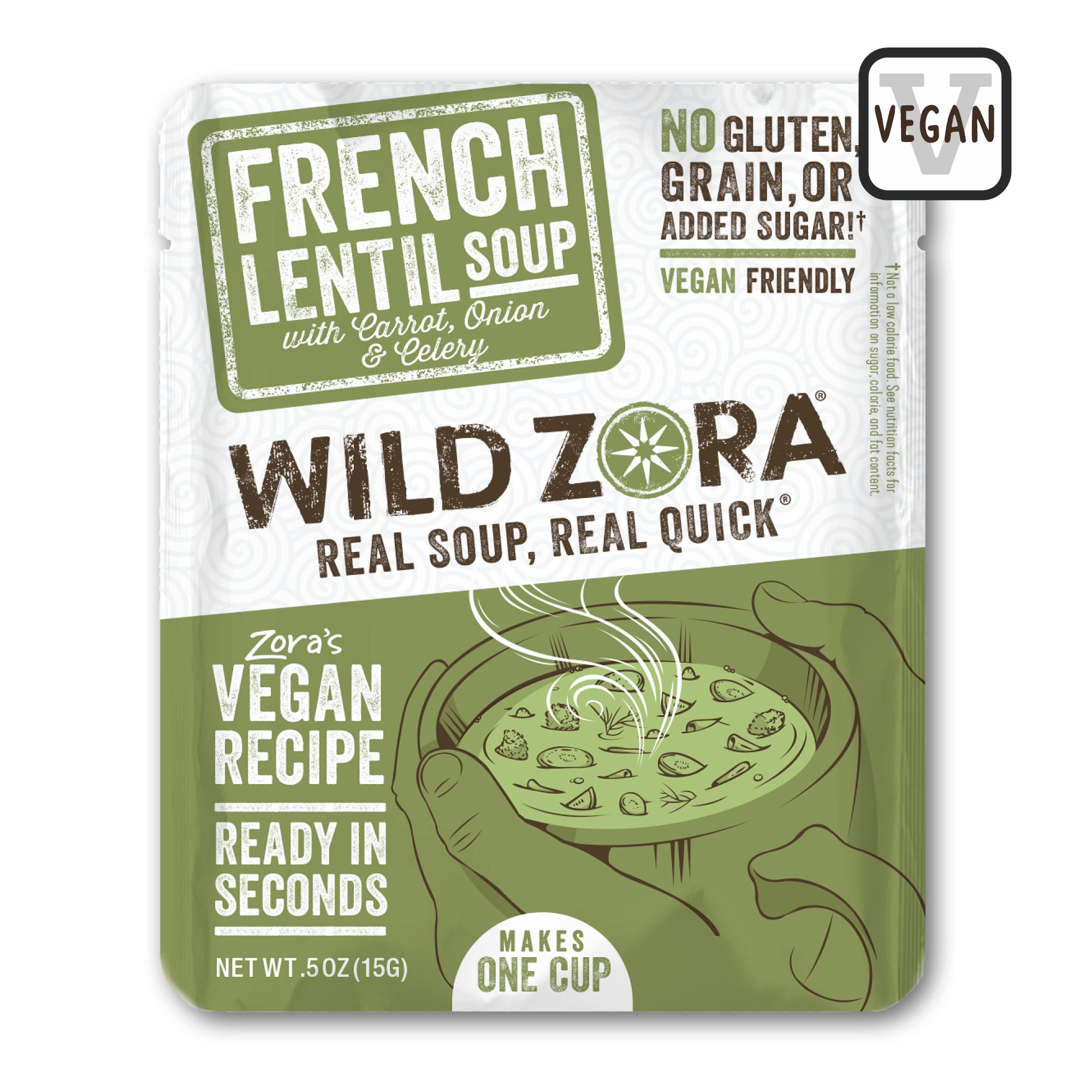 Wild Zora French Lentil Instant Soup 0.5 oz pouch front label french lentil soup.