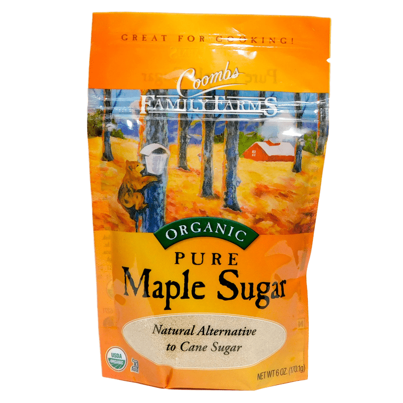 Coombs Family Farms organic maple sugar 6-oz pouch natural sugar sweetener front.