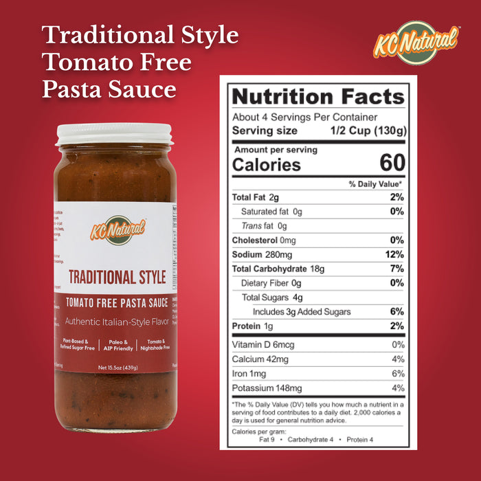 KC Natural // NEW FORMULA - Traditional Style, Tomato-Free Pasta Sauce 15.5 oz