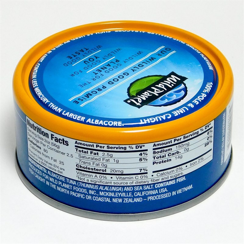 Wild Planet Albacore Tuna nutrition facts panel albacore tuna.